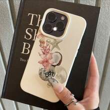 Phone Case: Haimu Decor Romantic Creative  Pattern Case, Suitable for  16 Pro Max,  15 Pro Max/14/16 Plus/15/13 Pro/12/11, Simple , Drop-Proof, Stylish Protective Cover with High Aesthetic Value - Blanco - Ver 2