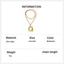 1pc Women's Fashion Pendant Necklace - Punk Style Versatile Exaggerated Asymmetrical Geometric Hollow Square Necklace, Suitable For Women's Daily Wear, Vacation, Dating, Party Occasions, Can Be Used As Wedding, Holiday, Daily Banquet, Birthday, Travel Gift. Can Be Given To Mother, Girlfriend, Friend, Daughter And Loved Ones. - Gold - View 7