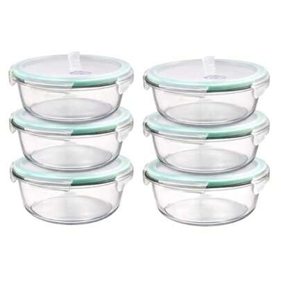 Home Creations - Juego de 6 recipientes de vidrio Herméticos Daily Bowl - 950 Ml - Tapa Válvula - Organización y Almacenamiento de Cocina- Ideal para comida
