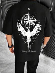 Camiseta de manga corta para hombre, altamente elástica, de algodón puro, corte ajustado, versátil, clásica, de cuello redondo, holgada y a la moda, estilo coreano. - Verde - Ver 5