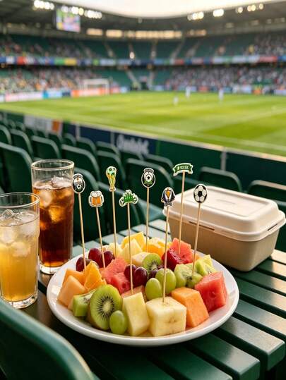 100pcs Football Theme Fruit Picks/Fruit Forks/Bamboo Skewers, Suitable For Party Fruit Platters And Dessert Decoration, Ideal Choice For Party Fruit Platter Decoration And Use