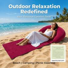 Outdoor Inflatable Pad, Outdoor Mat, Sunbathing Beach Mat With Inflatable Pillow, Portable Easy-To-Store Picnic Mat, Lightweight Moisture-Proof Mat, Non-Stick Sand Design For Clean Use Experience, Also Serves As Camping Mat - Multicolor - View 4