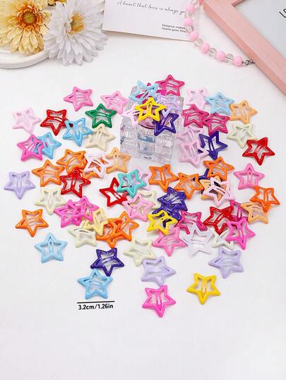 20/50/70 Peças Presilhas de Franja Estrela Oca Estilo Doce e Colorido para Meninas, Presilhas Laterais para Cabelo, Não Danificam o Cabelo, Organizam Cabelos Soltos, Realçam a Sofisticação do Penteado, Acessórios de Cabelo Versáteis para o Dia a Dia