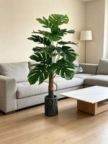 35 Inch Plastic Artificial Greenery, Bionic Tree Stump Base Anti-Tip, No Watering Required, Living Room Entryway Display Window Decor, Indoor Decoration (Pot Base Not Included) - Multicolor - View 2