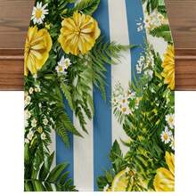 1pc,Summer Style,Pastoral Fresh Summer Table Runner,Lemon Line Print,Multiple Sizes Available,Entryway Decor,Microwave Dust Cover,Suitable For Kitchen Dining Table Decor,Party Decor,Dining Table Decor,Dining Table Arrangement,Home Decor - Blue - View 2
