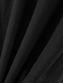 Men's 2 Pieces Linen Set, Summer New Men's Multi-Pocket Cargo Shirt Outfit, Loose Short Sleeve + Straight Leg Pants - Black - View 10