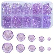 1 Caja de Juego de Cuentas de Cristal AB - Tamaños Surtidos 3/4/6/8/10mm, Cuentas Espaciadoras Facetadas para Hacer Joyas DIY, Pulseras & Colgantes - A - Ver 9