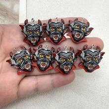 6pcs Resin Halloween Vampire Pendants, Suitable For DIY Jewelry Making, Perfect For Party Accessories, Earrings, Necklaces, Bag Charms - Black Devil Head Pendant - View 7