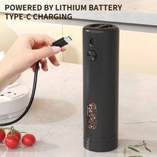 SOKANY 1 buah Penggiling Lada Elektrik, Dapat Diisi Ulang Tipe-C (Termasuk Baterai Lithium 300mAh), Kapasitas Besar 110ml, Lampu LED, Pengaturan Kekasaran 6 Tingkat, Pengisian Atas, Inti Penggiling Keramik, Sempurna Untuk Penggunaan di Dapur, Luar Ruangan, dan BBQ - Hitam - View 10