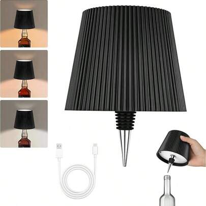 015051723-0004 LED創意無線紅酒瓶燈－觸控控制、3種顏色模式、便攜式桌燈、直接插入瓶身使用，適用於酒吧、餐廳、飯店、臥室氛圍照明