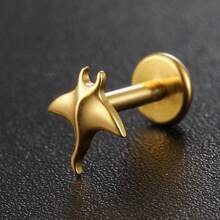 1PC ASTM F136 Titanium Manta Ray Flat Back Stud Push-In Internal Thread Labret Piercing Ear Cartilage Helix Jewelry - Internal Thread - View 6