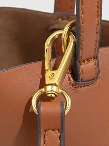 Dedoo Fashion Large Capacity Trapezoid Bag Designer Style Exquisite Lock Shoulder Bag Luxury PU Leather Handbag Premium Underarm Bag (With Gift Bags) - Brown - View 8