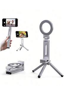 1 buah Dudukan Ponsel Mobil Magnetik Lipat Portabel dengan Tripod, Dudukan Meja, Alas Meja Mini Multifungsi untuk Perjalanan dan Kantor, Tanpa Baterai, Tripod Ringkas, Desain Bergaya - MultiWarna - View 2