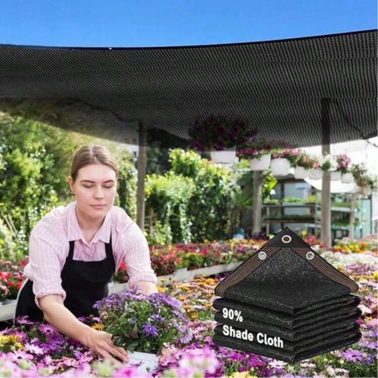 防風花園擋風網，戶外陽台遮陽篷，抗UV防曬，耐用家居改良帆布與塑料薄膜，黑色 - 黑色 - 查看 4