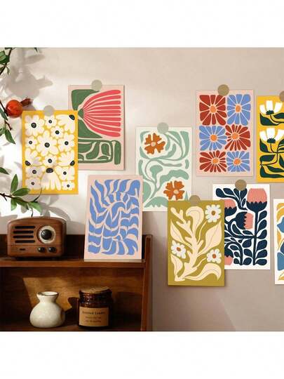 Set de 12 tarjetas vintage con flores tropicales, elementos de ramos de flores botánicas coloridas, tarjetas decorativas para pared del hogar, accesorios creativos para fotos e información
