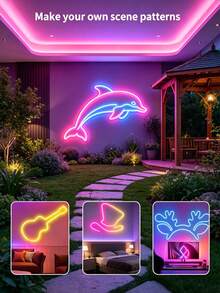 RGB 霓虹燈條 LED 燈條 矽膠繩燈 USB 供電可彎曲燈條，配備 44 鍵遙控器，適用於遊戲室派對、牆面、天花板、居家房間、花園、聖誕節、派對、電視/電腦背光裝飾、家居裝飾、節日裝飾、派對裝飾、生日裝飾、萬聖節裝飾 - 彩色光 - 查看 4