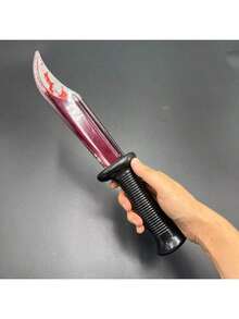 1pc Halloween Realistic Cosplay Prop Prank Gag Bleeding Knife Haunted House Decoration Fake Knife Ornament - Multicolor - View 3