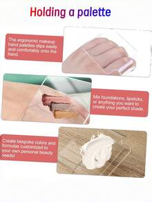 3pcs/2pcs/1pc Acrylic Nail Art Hand Color Palette. Curved Thumb Design. Fine Craftsmanship. Smooth Surface. Suitable For Hand Painting, Nail Painting And Mixed Color Mixing - View 3