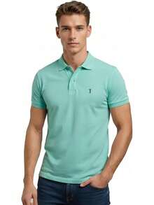 POLO MODE & GENS Playera Polo Hombre Lisa de Algodón Peinado |   Custom Fit con Logo Bordado |   Casual, Atemporal y Versátil |   Variedad de Colores - Negro - Ver 14