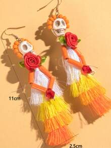 1 Pair Halloween Vintage Women's Hip Hop Punk Style Skull Skeleton Funny Colorful Ear Hooks - Multicolor - View 4