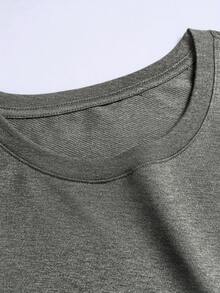 Men's Short-Sleeved T-Shirt With Round Neck And Letter Print Design, Summer Fashion. - 深空灰 - 查看 3