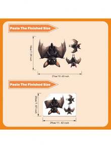 1pc Self-Adhesive Removable Bat Glass Sticker, No Residue Funny Window Decal, Easy To Peel And Apply, Creative Home & Shop Window Decoration - Upside-down Bat - View 1