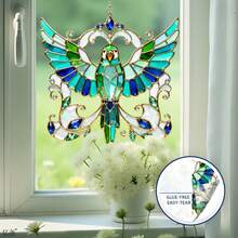 1 Piece European Light Luxury Style Colorful Parrot Window Cling, No Glue Static Cling, Balcony Window Decoration Sunshade Sticker, Home Floor-To-Ceiling Window Kitchen Glass Decal - Multicolor - View 5
