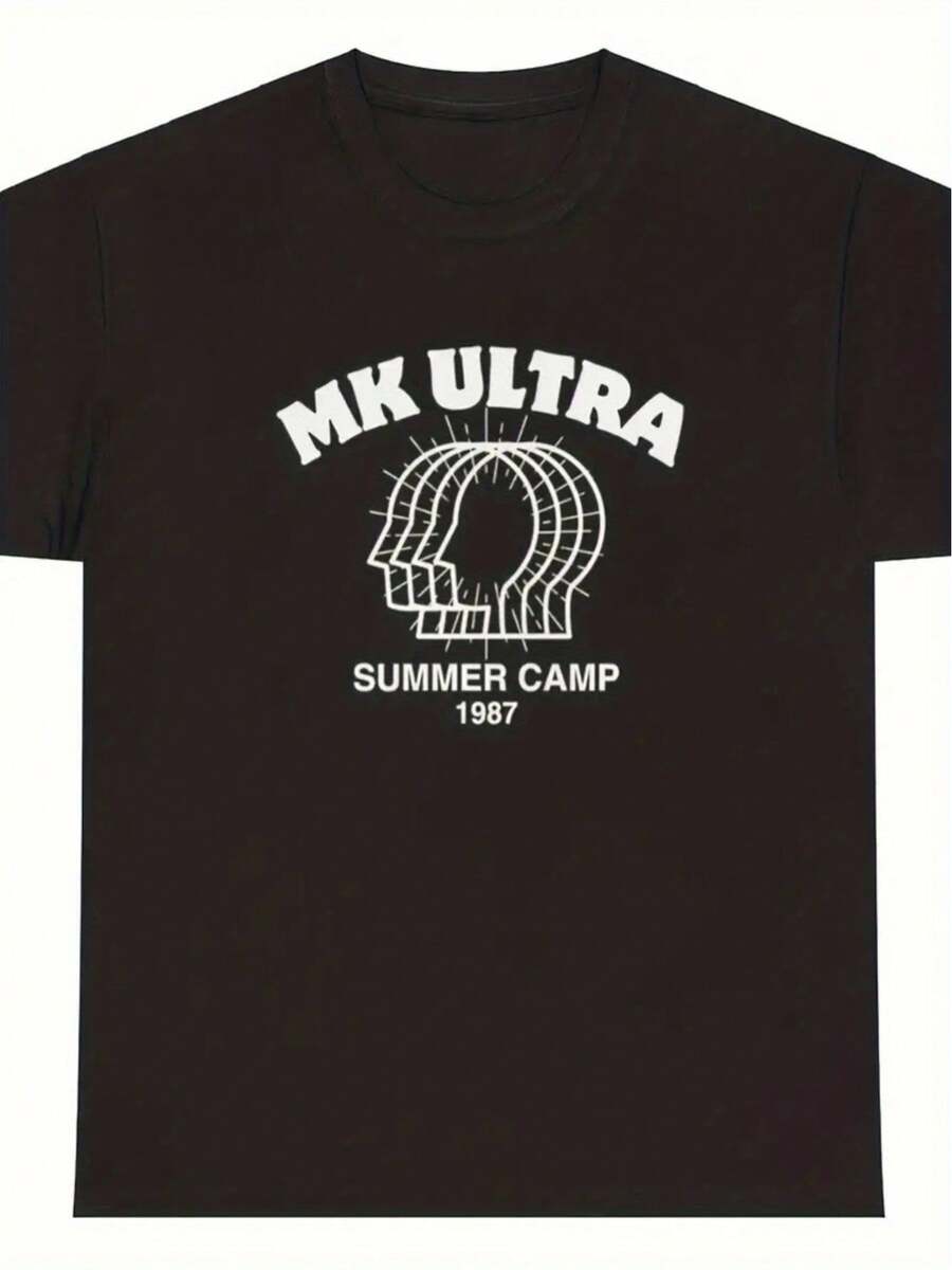 Summer Camp 1987 Humor Print T-Shirt For Men Women Couple, Street Casual Short Sleeve Cotton Tee -Ultra-Soft, Comfortable Breathable, Moisture-Wicking - Black - View 1
