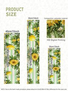 1pc,Summer Style,Pastoral Refreshing Summer Table Runner,Lemon Line Print,Multiple Sizes Available,Entrance Decor,Microwave Dust Cover,Suitable For Kitchen Dining Table Decoration,Party Decor,Dining Table Decor,Dining Table Arrangement,Home Decor - Green - View 4