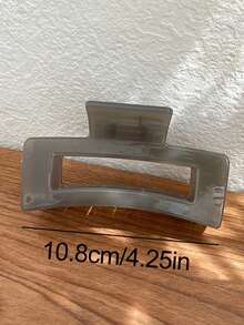 4pcs/1pc Women's 10.8cm/4.25in Grey White Brown Green Square Glossy Lightweight Plastic Hair Claw Clips, Fashion Versatile Premium Elegant Minimalist Solid Color Hair Accessories For Daily Wear, Outings, Casual, Party, Commute, Beach, Vacation, Ponytail, Updo, Face Washing, Bathing, Makeup, Outfit Matching, Hair Clips - Multicolor - View 2