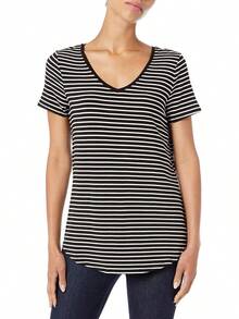 Essentials Túnica de Manga Corta con Cuello en V, Disponible en Paquetes de 2 Camisa Tipo túnica para Mujer - Azul marino - Ver 7