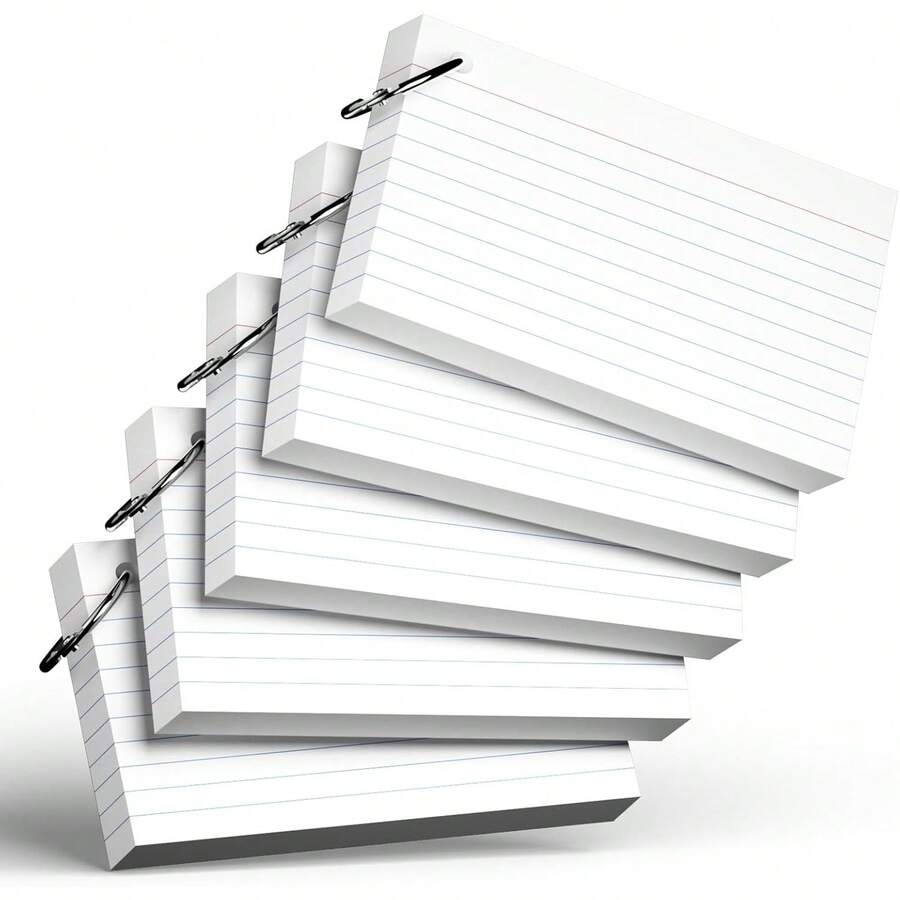 250 White Index Cards With Rings, 3 X 5 Inch, Thick Lined Index Cards, Suitable For School, Office Supplies And Home Organization, Durable Study To-Do List Note Cards With Lines - Sets - View 1