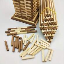 40pcs/30cm Square Bamboo Strips, Natural And Carbonized Wood Color, 30cm Long 5mm Thick Unprocessed Bamboo Wood Handmade Strips, Smooth DIY Model Making Material, Miniature Dollhouse Scene Construction, Architectural Model Building - 30cm Long - View 2