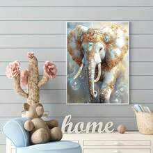 1pc [30*40cm/11.8*15.7in]5D Acrylic Diamond Painting Kit, Elephant Pattern, Suitable For Adult Beginners DIY Mosaic Diamond Art, Full Drill Handmade Self-Design DIY Diamond Painting, Applicable For Living Room, Bedroom, Office Wall Decoration Hanging Painting, Surprise Home Decor Gift For Family And Friends, Unframed - No Frame - View 3