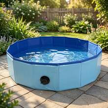 1pc Foldable Portable Pet Bathtub, Suitable For Different Sizes Of Dogs For Bathing And Water Play, Pet Water Basin, Blue And Red - Multicolor - View 3