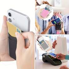 1pc Silicone Adhesive Card Holder, Universal Wallet Credit Card Sleeve Compatible With Most Smartphones - Multicolor - View 2