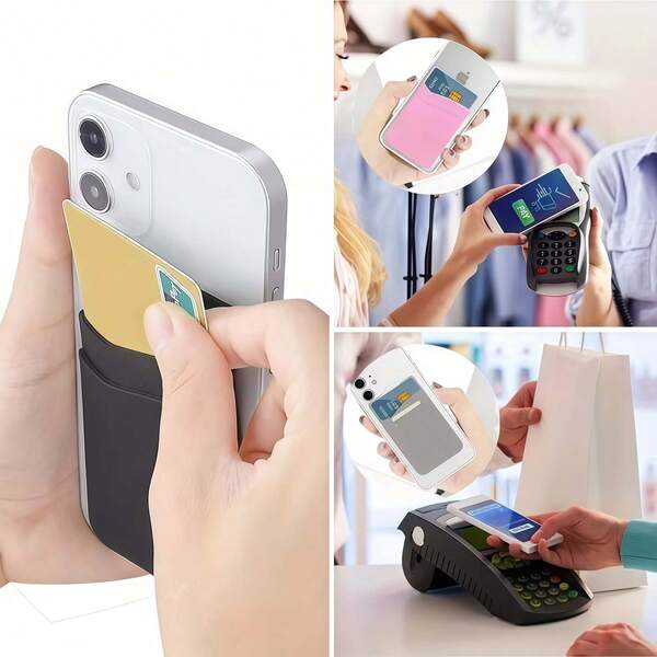 1 pieza Tarjeta de silicona adhesiva, funda universal para tarjeta de crédito compatible con la mayoría de los teléfonos inteligentes