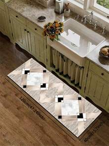1pc Luxury Milk Tea Color Geometric Rhombus Diatom Mud Kitchen Mat, Sponge Absorbent Layer, Rubber Anti-Slip Bottom 3.5mm Trimmable, Kitchen Bathroom Entryway Living Room Multi-Scene Universal Rug - Multicolor - View 12
