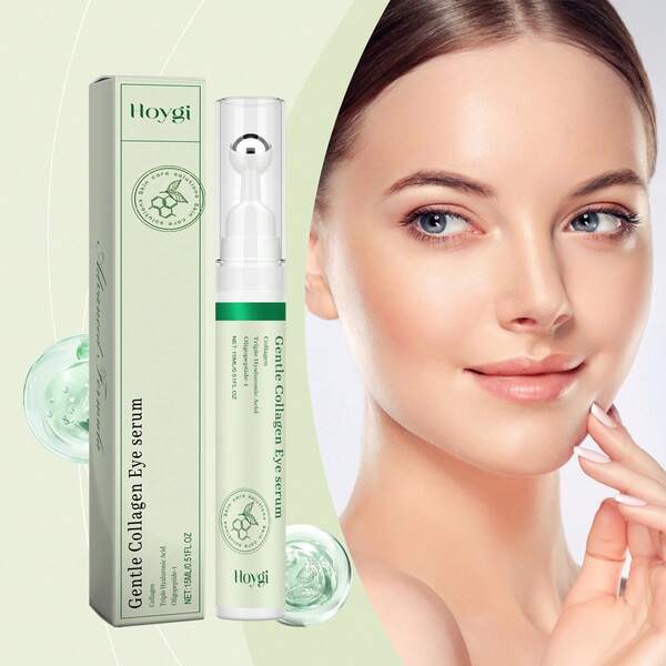 Hoygi Serum Mata Kolagen 15ml/0.5FL.OZ, Melembapkan, Memperbaiki, Menghidrasi, Kulit Mata, Mengencangkan, Essence Rollerball, Pijatan dengan Rollerball untuk Penyerapan