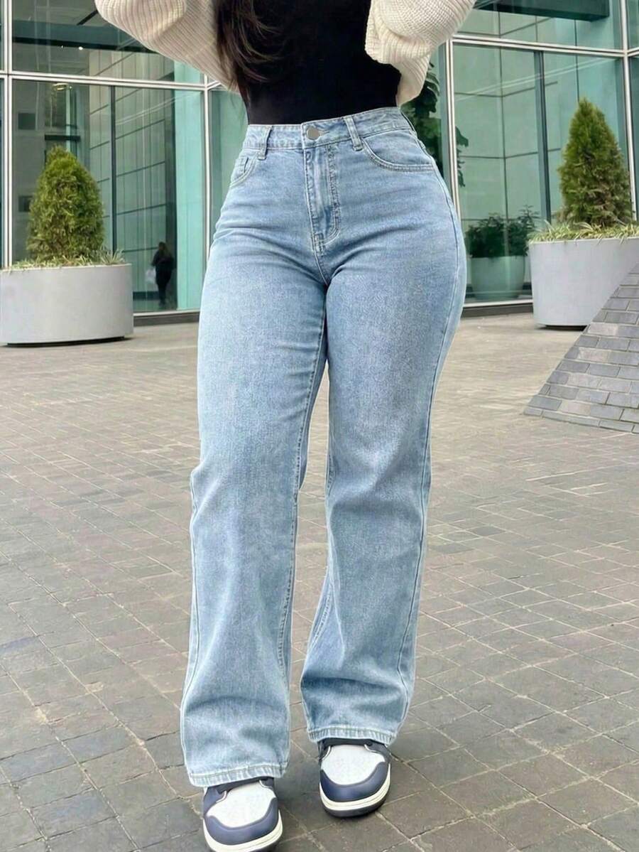 Women's Vintage Loose Boyfriend Straight Leg Denim Jeans Casual Fall - Light Wash - View 1
