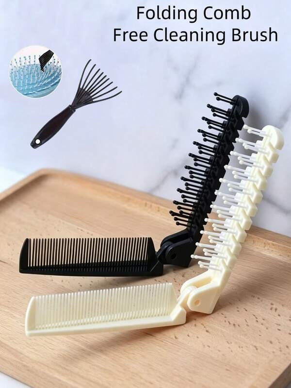 2 st/set unisex fällbar kam för rakt hår, dubbelhuvud, anti-frizz, bärbar, liten och stor med breda tänder, lätt att rengöra, dubbelverkande lock- och massagemassagekam, praktisk och snabb, perfekt val