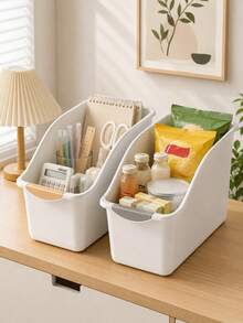 1pc Sliding Plastic Open Storage Box With Front Handle And Drainage Holes, Suitable For Under Sink, Kitchen Cabinet, Bathroom, Bedroom, Storage Box, Organizer, Kitchen Accessories, Bathroom Storage, Bedroom Accessories - Multicolor - View 3