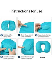 1 buah Bantal Leher Tiup Portabel untuk Perjalanan Luar Ruangan - Bantal Pesawat yang Cepat Mengembang, Penopang yang Ringkas dan Dapat Diatur, Cocok untuk Aktivitas Luar Ruangan, Penerbangan, Mobil, Kereta Api, Berkemah, Kantor - MultiWarna - View 5