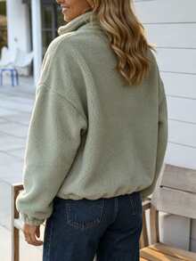 Women's New Solid Color Knit Fabric Jacket, Casual College Style, All Seasons - Mint Green - View 2