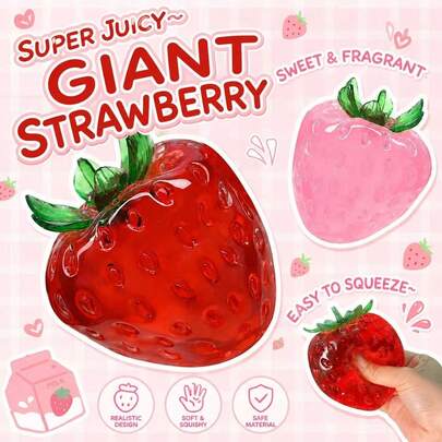 2026 New Arrival Viral Best-Seller Premium Ultra-Soft Realistic Strawberry Squeeze Toy, Soft Touch, Easy To Squeeze, Stress Relief Toy, Realistic Fruit, Anxiety-Relieving Fidget Toy, Hand Rehabilitation Training, Sensory Fun Decor, Suitable For Office Desk Decoration, Home Daily Use, Car Hanging Ornament, Portable Pocket Stress Relief Item, Boredom Buster. Suitable For Men, Girl, Adults, Colleagues, Friends, Family, Workplace Professionals, Also An Excellent Gift For Mother's Day, Easter, Graduation Season, Various Holidays And Birthdays.