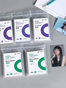 100/50入/包 卡片保護套 照片保護套 星空透明高畫質保護套 相簿用 全息膜相簿與活頁夾保護套 K-Pop 照片卡收納套 足球卡收納套 Stray Kpop 開學季 - 多色 - 查看 7