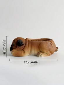 1pc Creative Realistic Pug Dog Planter Statue, Indoor Courtyard Garden Home Decor Craft - Pug - View 6
