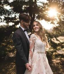 Tsbridal Vestidos de novia para mujer, línea A, cuello en V, encaje de tul sin espalda, vestido de novia bohemio - Estilo 6-Champán - Ver 6