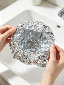 10/20/50pcs Aluminum Foil Shower Cap, Chef Hat, Disposable Elastic Cap, Adult Kitchen Oil-Proof Cap, Waterproof Cap, Bathroom Hair Drying Cap, Elastic Adjustable, Suitable For Face Washing, Hair Drying, Makeup, Cooking, Shampooing - Silver - View 8