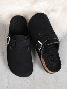 Men's Slip-On House Shoes, Non-Slip Sole, Minimalist Modern Design Suitable For Home And Office - Black Fleece Lining - View 5